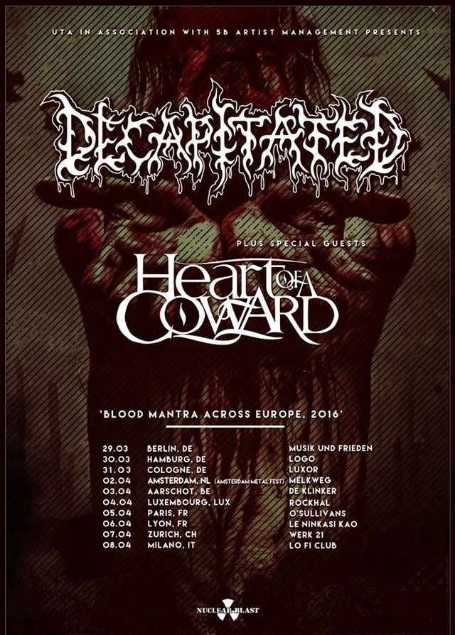 Decapitated - HEART OF A COWARD - Tour 2016 - Tickets und Termine