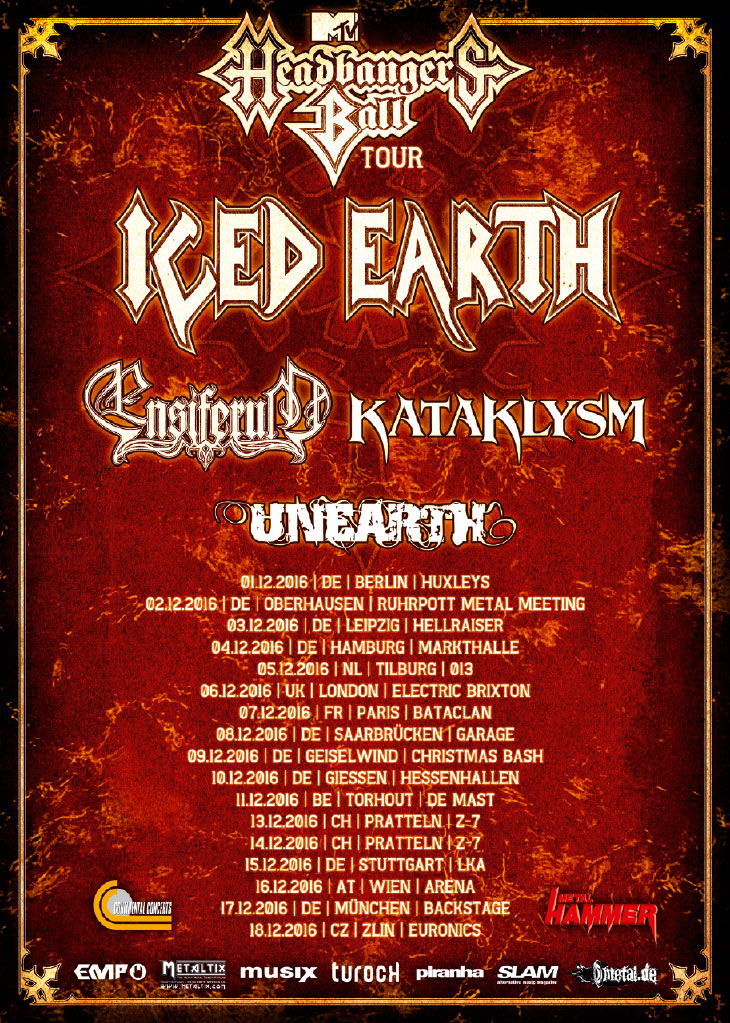 2016-12-01 HEADBANGERS´ BALL Tour – ICED EARTH + ENSIFERUM + KATAKLYSM + UNEARTH